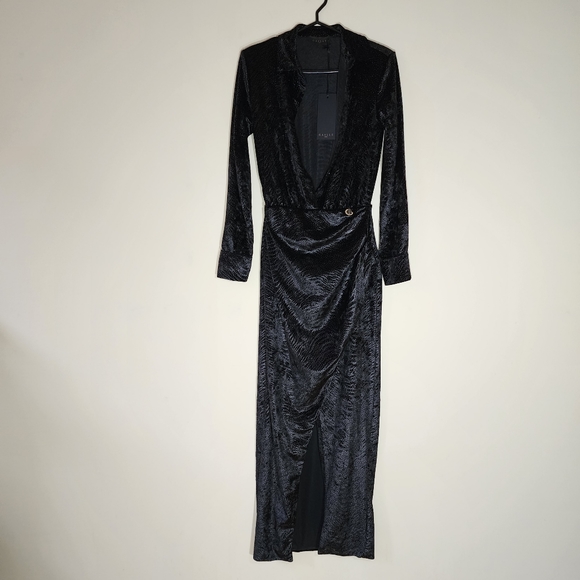 GAëLLE Paris velvet black polka-dot long dress - Picture 3 of 15